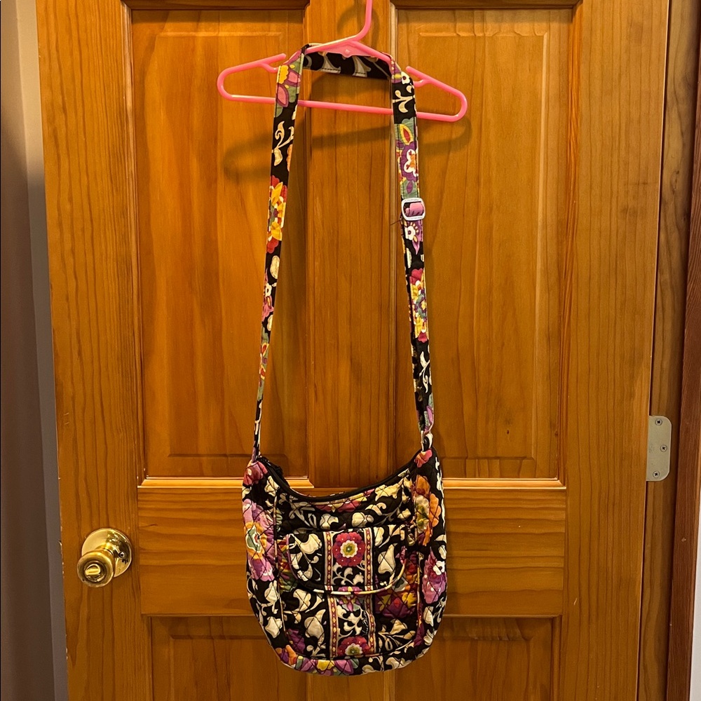 Vera Bradley Black and Pink Floral Crossbody Bag